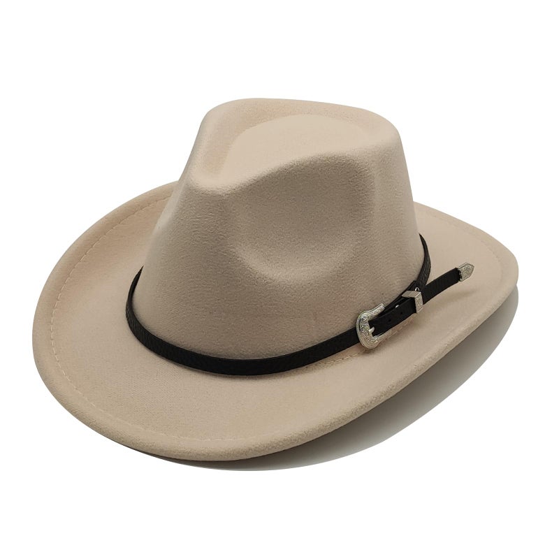 Willheoy Kids Cowboy Hat for Girls Boys Unisex Western Cowgirl Hat with Buckle Belt Wide Brim Fedora Hat Dress Up Costume - Image 1